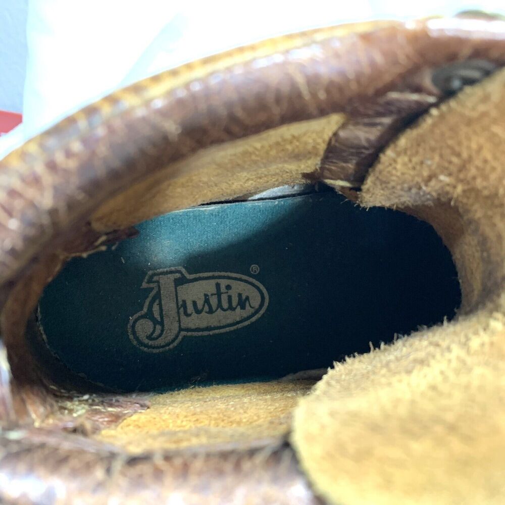 Justin Women’s Size 6B Brown Leather Kiltie Riding Roper Boots Oil-Resistant - Picture 11 of 13